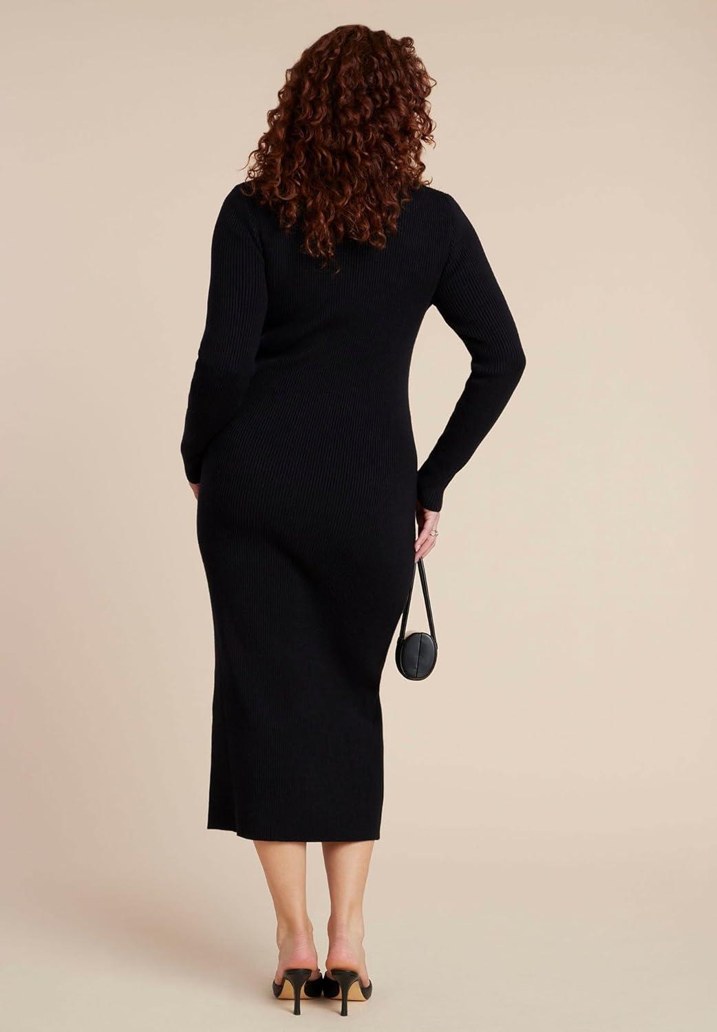 imageELOQUII Womens Plus Size Heart Cutout Midi DressBlack Onyx