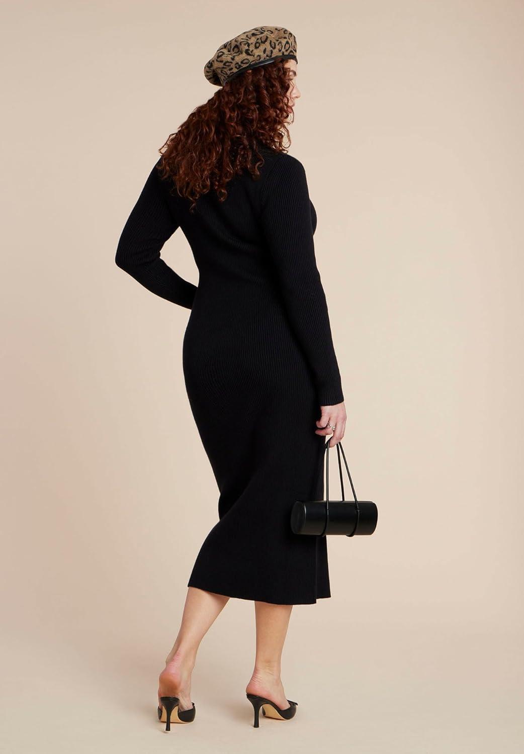 imageELOQUII Womens Plus Size Heart Cutout Midi DressBlack Onyx