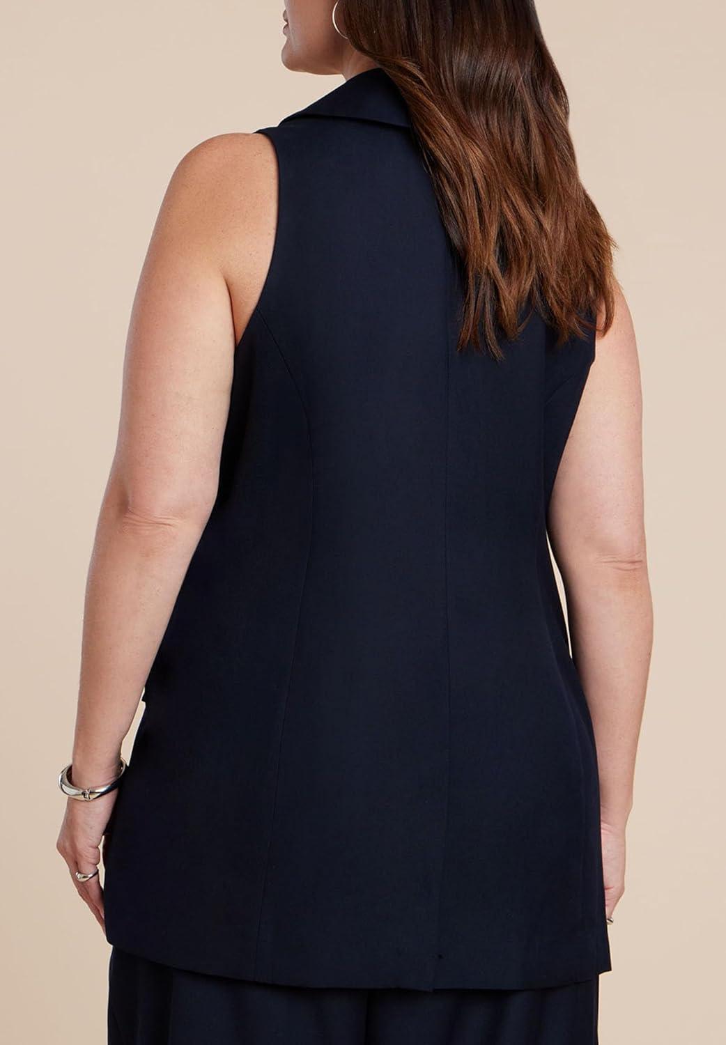 imageELOQUII Womens Plus Size Long Tailored VestNavy