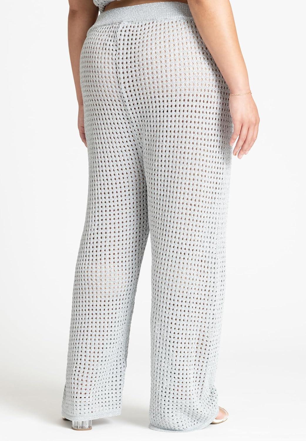 imageELOQUII Womens Plus Size Metallic Crochet PantMetallic