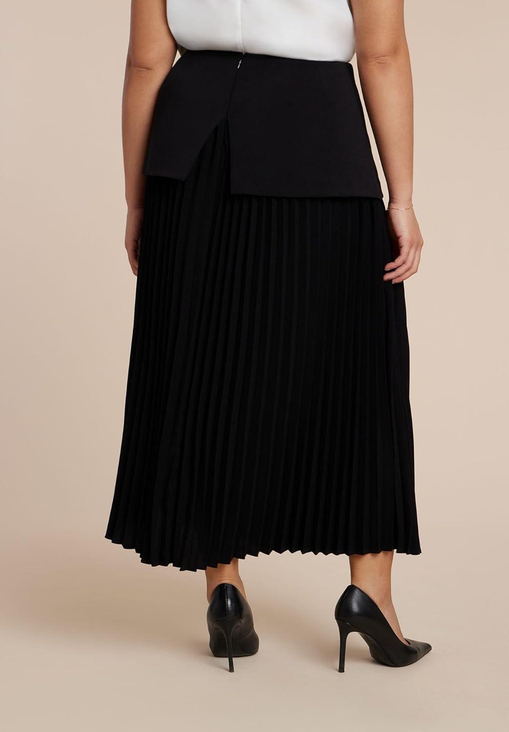 imageELOQUII Womens Plus Size Mixed Media Pleated SkirtBlack Onyx
