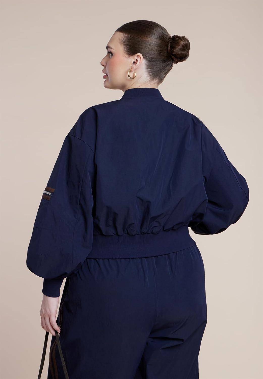 imageELOQUII Womens Plus Size Nylon Track Jacket