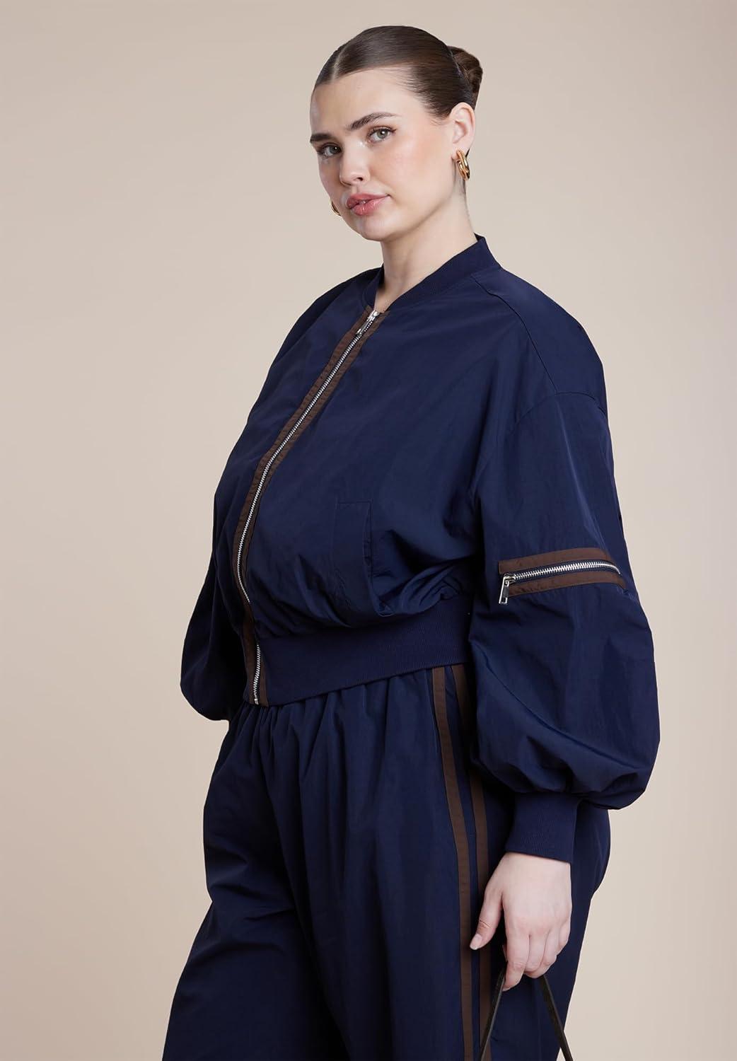 imageELOQUII Womens Plus Size Nylon Track Jacket