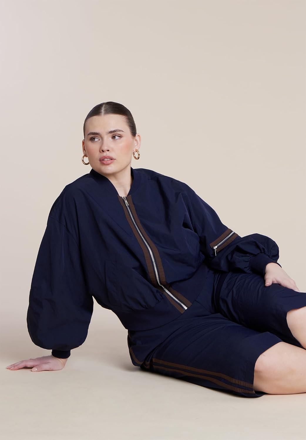 imageELOQUII Womens Plus Size Nylon Track Jacket