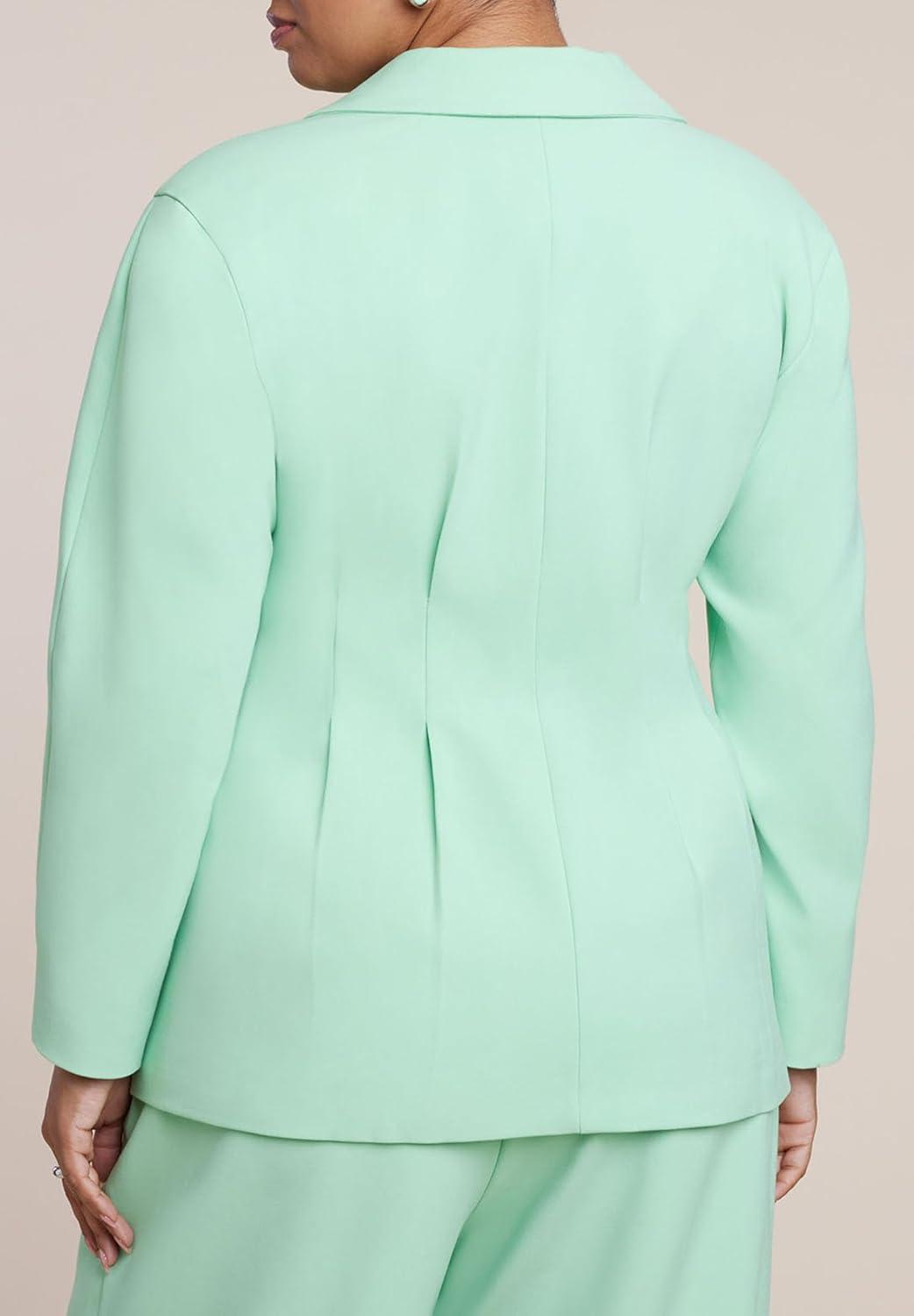 imageELOQUII Womens Plus Size Pleat Waist BlazerGreen Ash