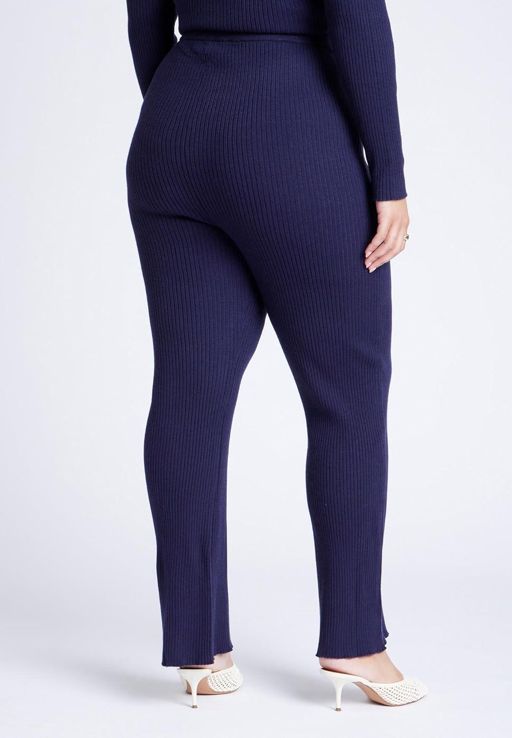 imageELOQUII Womens Plus Size Ribbed Sweater Pull On PantMidnight Navy