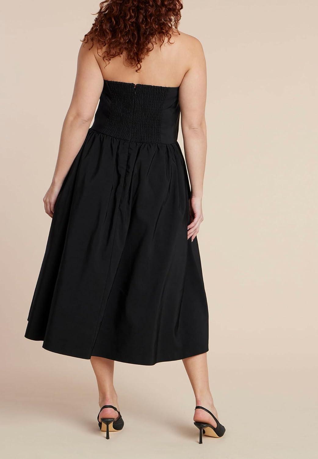 imageELOQUII Womens Plus Size Strapless Flare Midi DressBlack Onyx