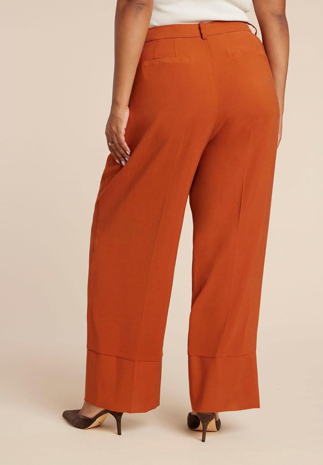 imageELOQUII Womens Plus Size Tall Cuff TrouserTerracotta