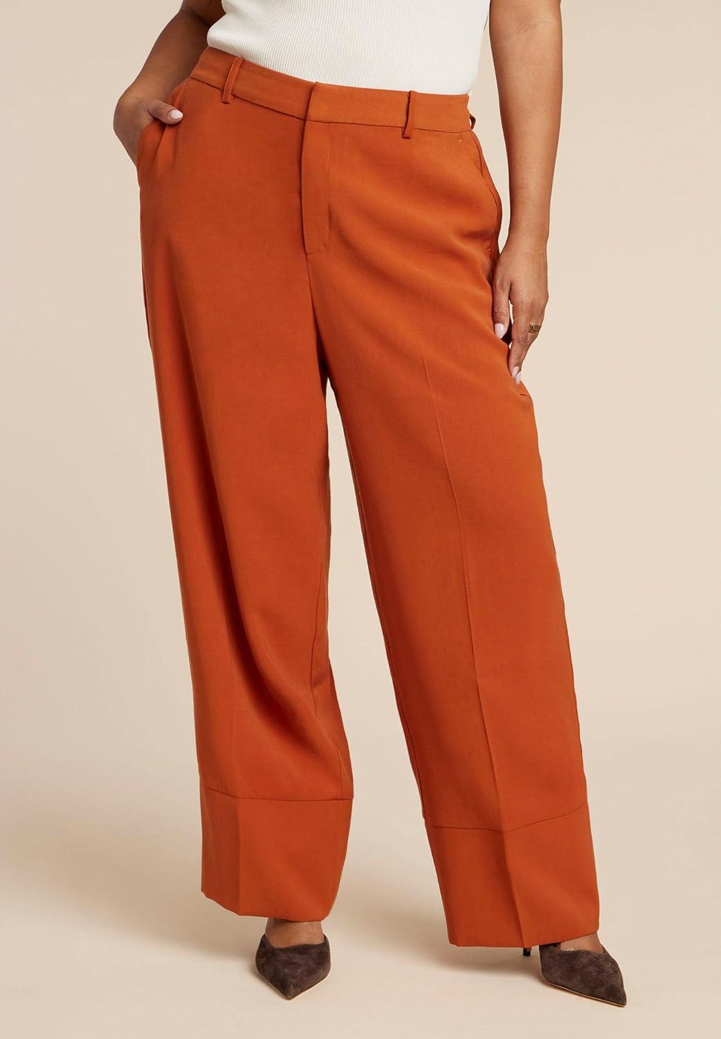 imageELOQUII Womens Plus Size Tall Cuff TrouserTerracotta
