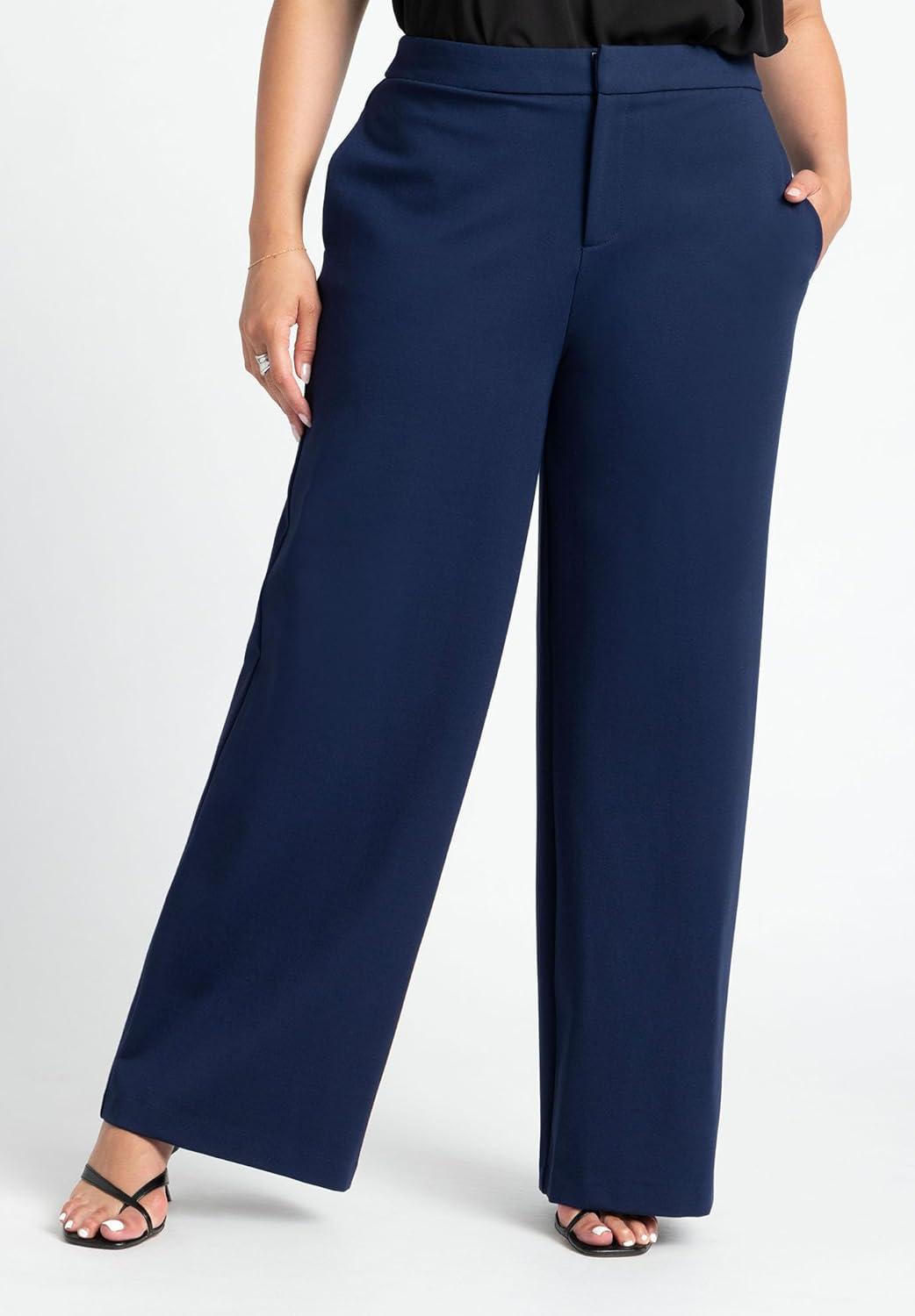imageELOQUII Womens Plus Size Tall The Ultimate Stretch Wide Leg Work PantMaritime Blue