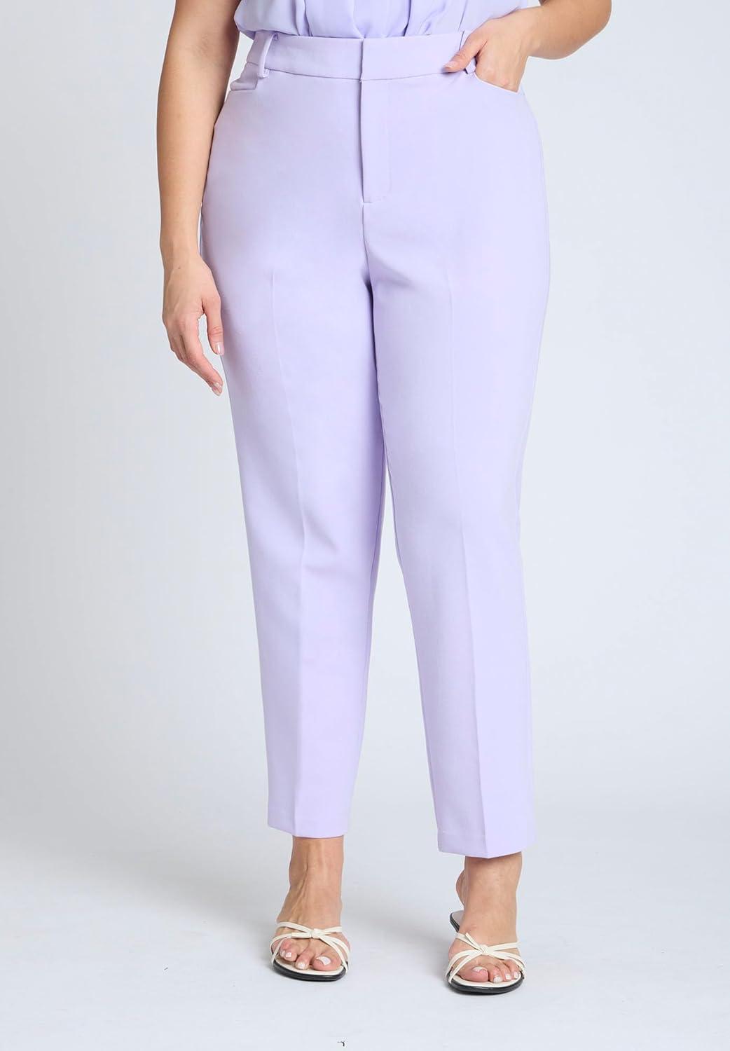 imageELOQUII Womens Plus Size The 365 Semi Stretch Slim Leg PantLavender