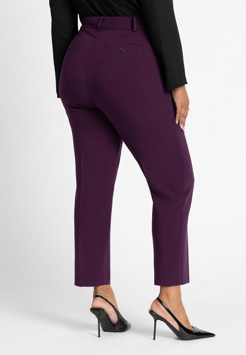 imageELOQUII Womens Plus Size The 365 Semi Stretch Slim Leg PantPotent Purple