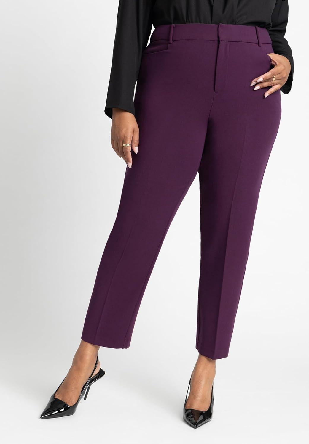 imageELOQUII Womens Plus Size The 365 Semi Stretch Slim Leg PantPotent Purple
