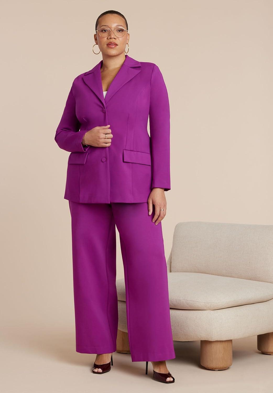 imageELOQUII Womens Plus Size The Ultimate Stretch Nipped Waist BlazerHollyhock