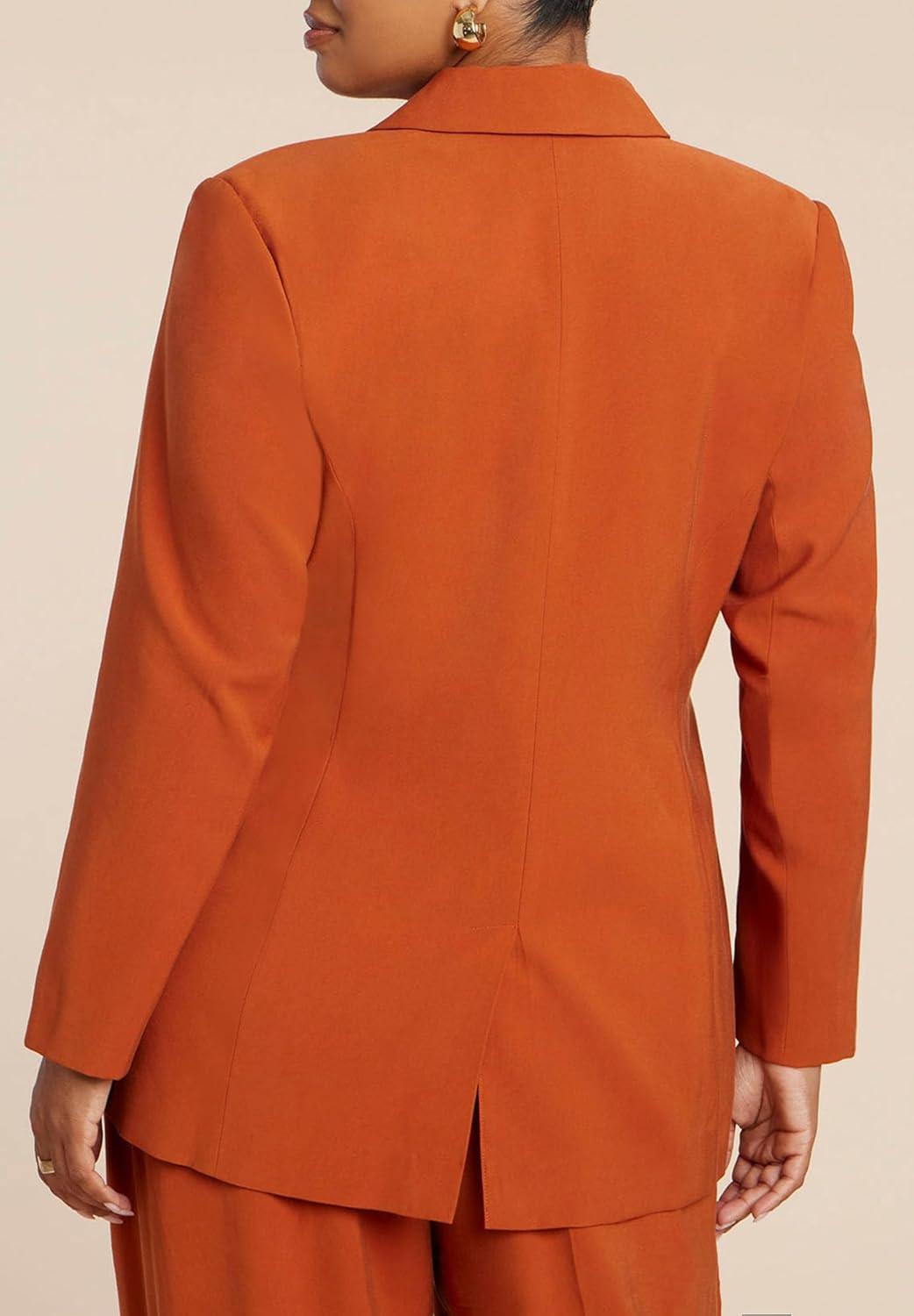 imageELOQUII Womens Plus Size Tie Waist Soft Suiting BlazerTerracotta