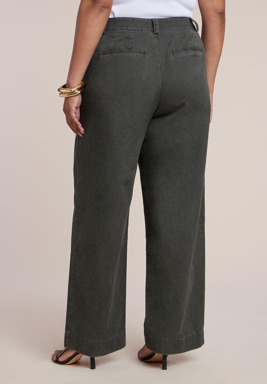 imageELOQUII Womens Plus Size Twill Straight Leg PantBurnt Olive