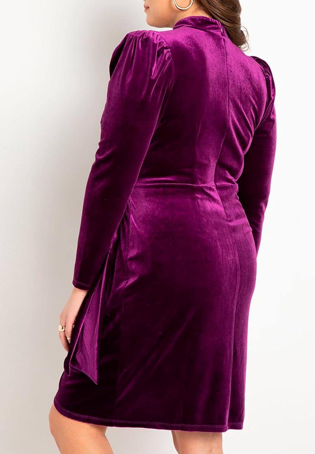 imageELOQUII Womens Plus Size Velvet Mini Dress with Wrap SkirtAventurine