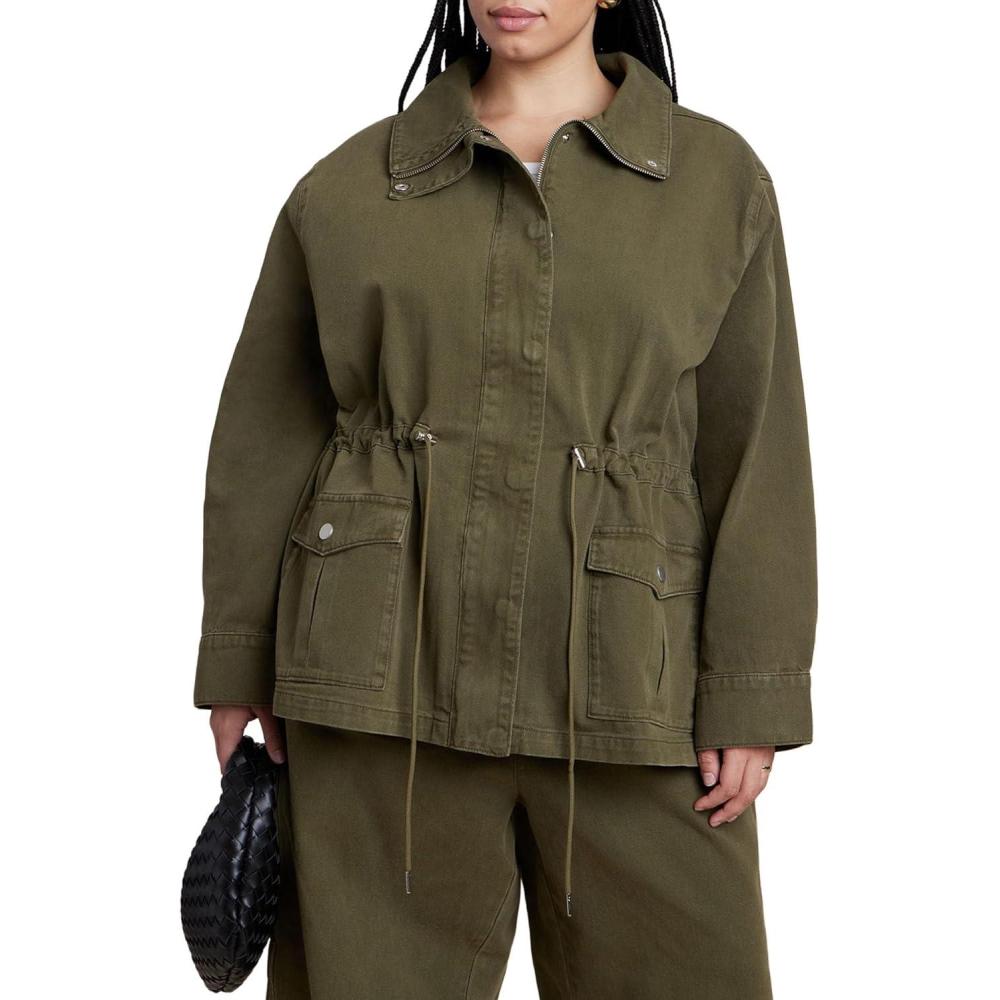 imageELOQUII Womens Plus Size Drawstring Waist Cargo JacketWinter Moss