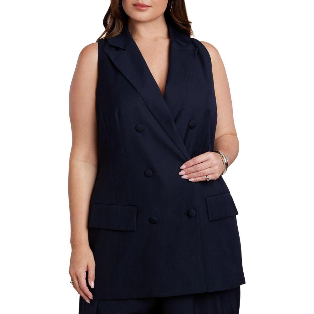 imageELOQUII Womens Plus Size Long Tailored VestNavy