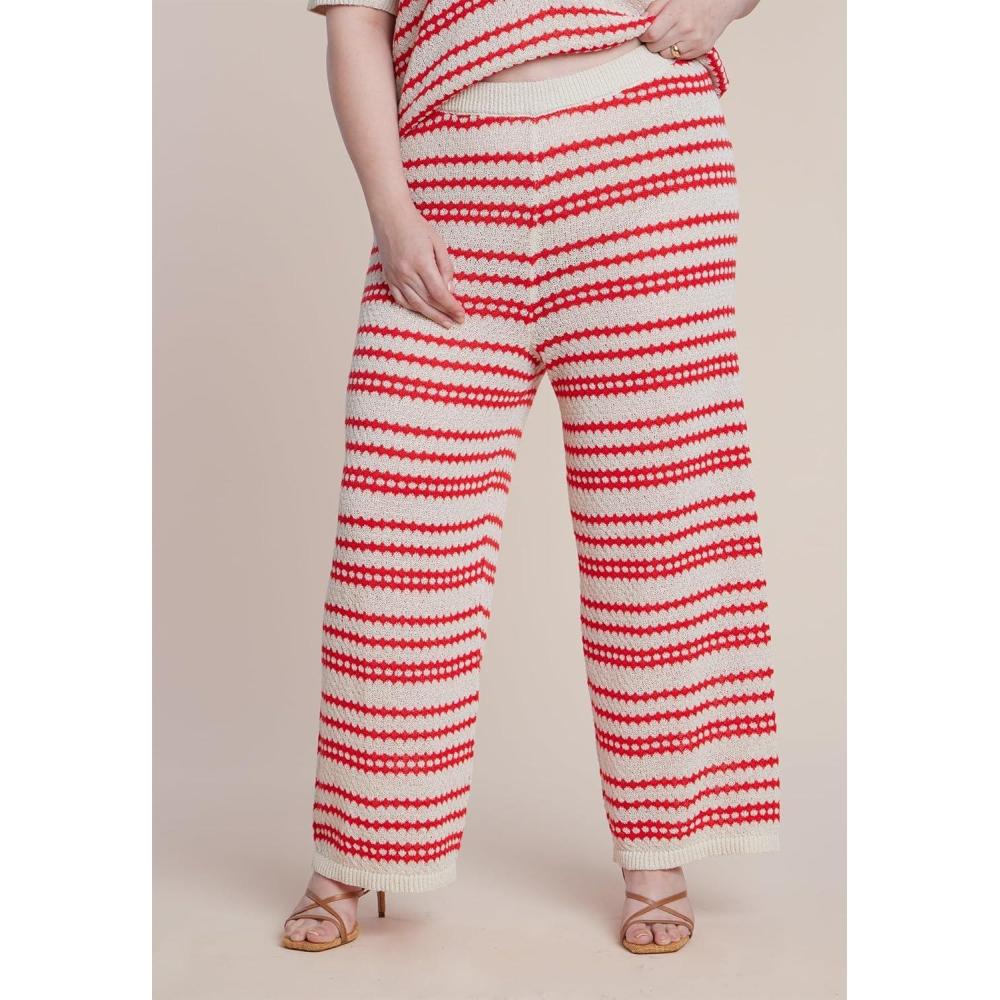 imageELOQUII Womens Plus Size Pointelle Stripe Sweater Pant