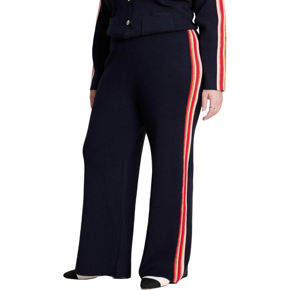 imageELOQUII Womens Plus Size Side Stripe Sweater PantNavy