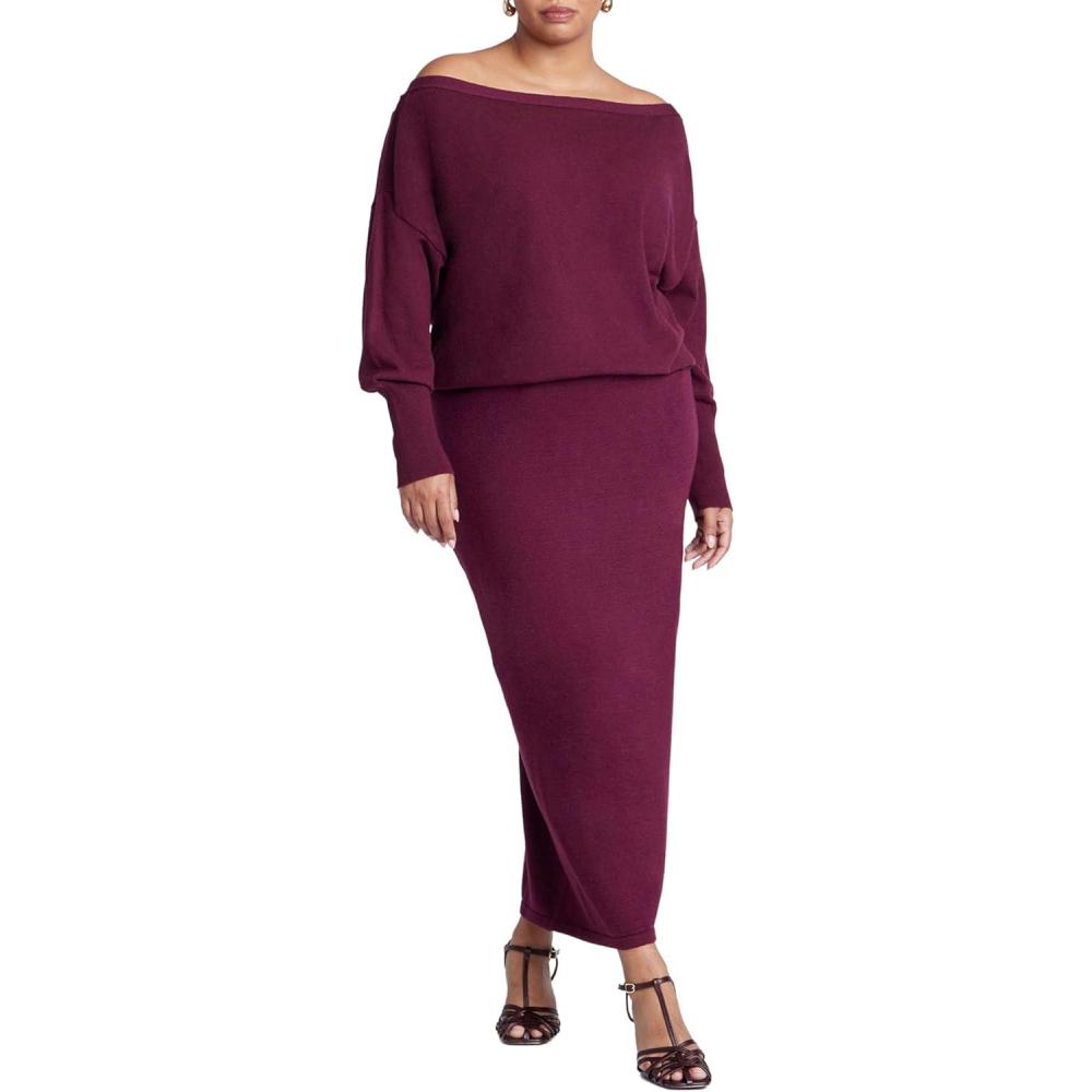 imageELOQUII Womens Plus Size Sweater Column SkirtBurgundy