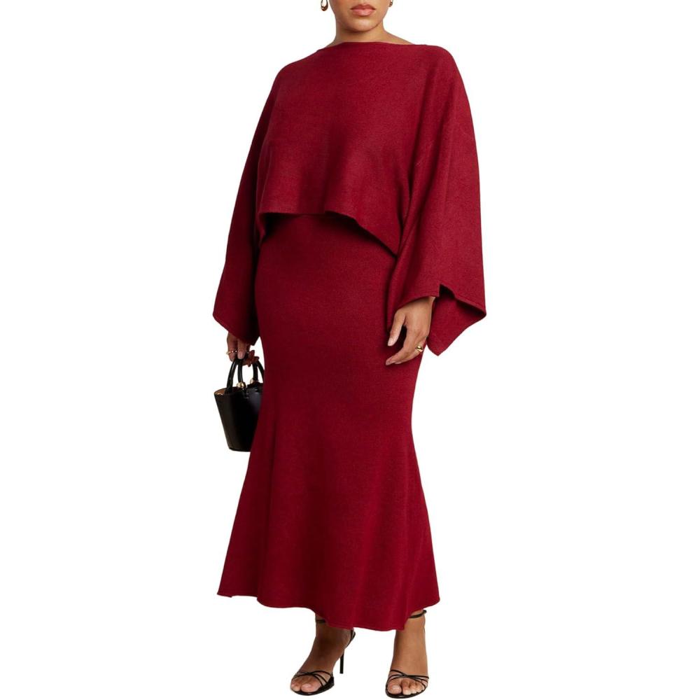 imageELOQUII Womens Plus Size Sweater Maxi SkirtRumba Red
