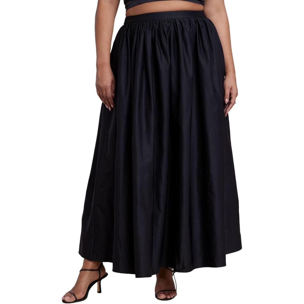 imageELOQUII Womens Plus Size Taffeta Full Maxi SkirtBlack Onyx