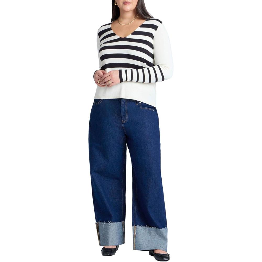 imageELOQUII Womens Plus Size Tall Cuff JeanDark Wash Denim