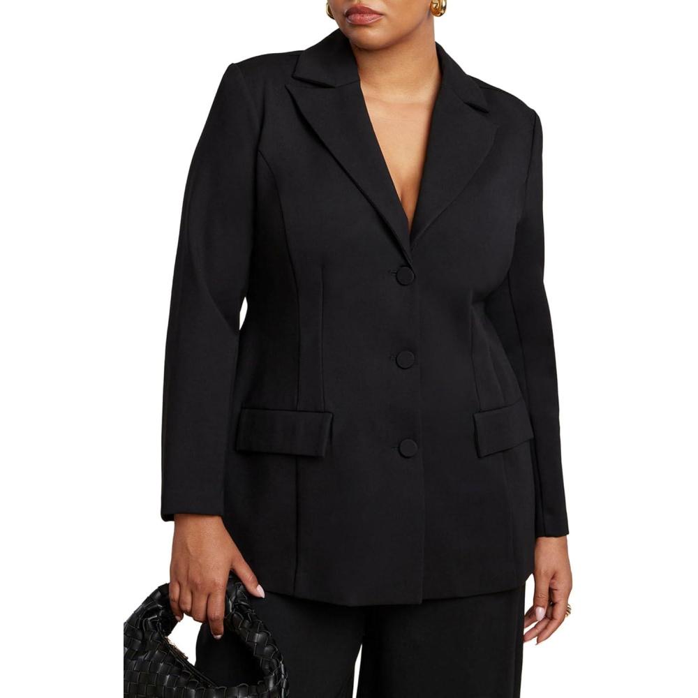 imageELOQUII Womens Plus Size The Ultimate Stretch Nipped Waist BlazerBlack Onyx