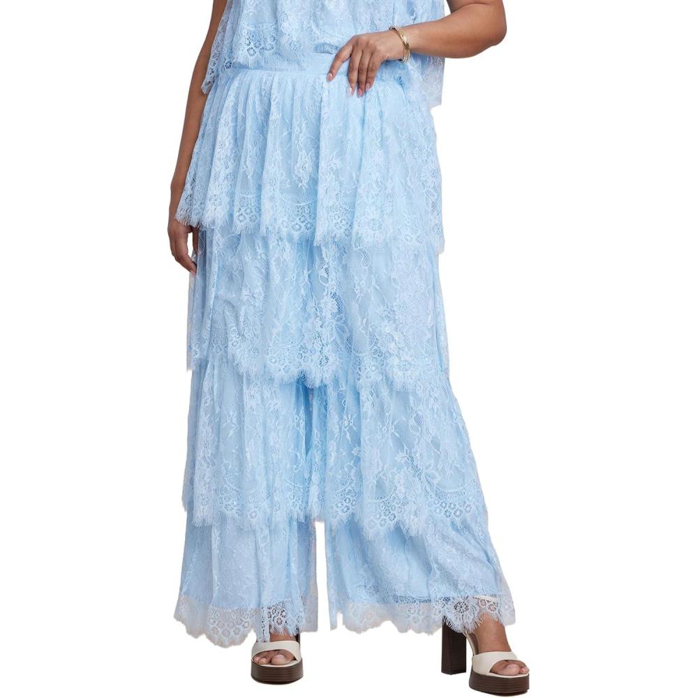 imageELOQUII Womens Plus Size Tiered Lace PantIce Water
