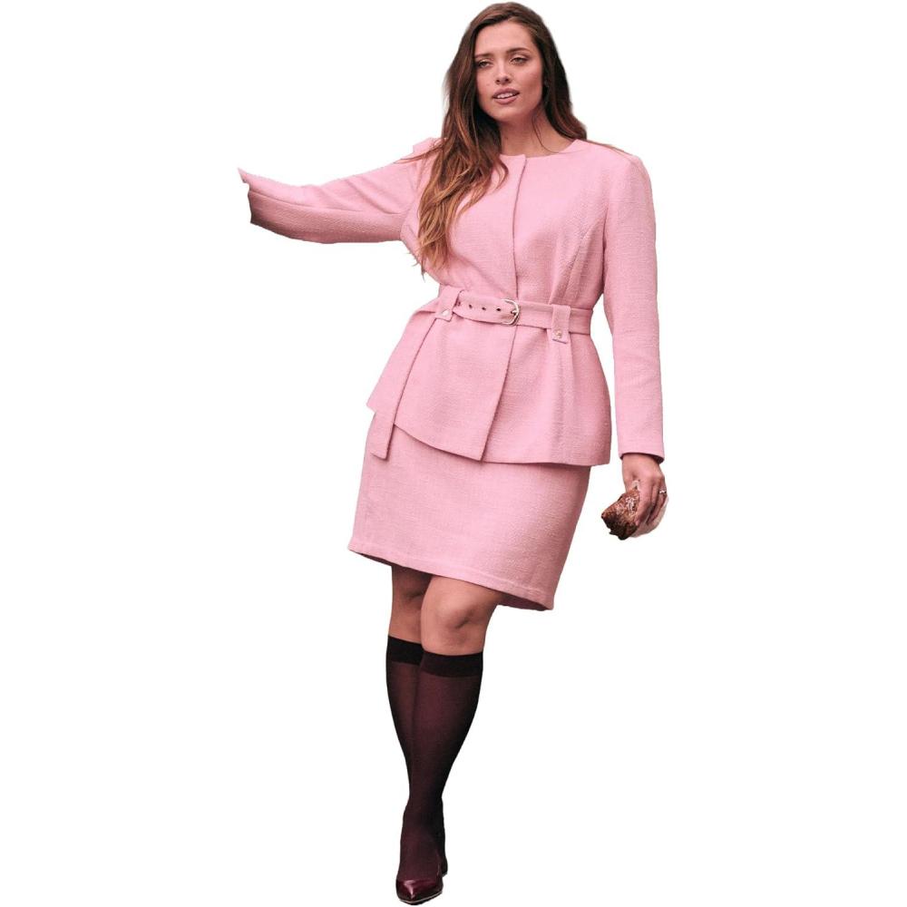 imageELOQUII Womens Plus Size Tweed Mini SkirtRomance Rose