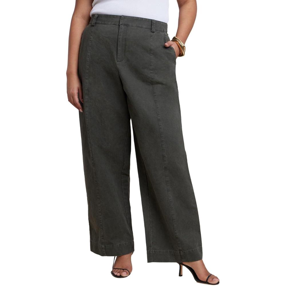 imageELOQUII Womens Plus Size Twill Straight Leg PantBurnt Olive