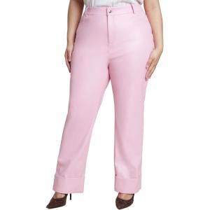ELOQUII Women’s Plus Size Cuffed Faux Leather Pant(Romance Rose)