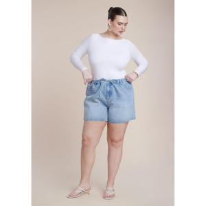 ELOQUII Women’s Plus Size Drawstring Relaxed Denim Short
