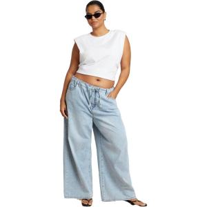 ELOQUII Women’s Plus Size Drawstring Waist Lightweight Jean(Light Wash)