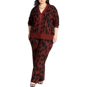ELOQUII Women’s Plus Size Intarsia Sweater Pant(Animal Blur)