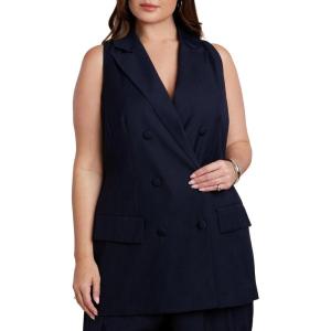 ELOQUII Women’s Plus Size Long Tailored Vest(Navy)