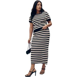 ELOQUII Women’s Plus Size Midi Sweater Skirt(One to One)