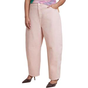 ELOQUII Women’s Plus Size Pink Wash Barrel Leg Jean(Evening Sand)