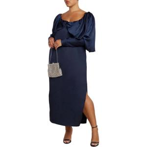 ELOQUII Women’s Plus Size Pleated Bodice Column Dress(Navy Blazer)