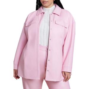 ELOQUII Women’s Plus Size Pocket Detail Faux Leather Jacket(Romance Rose)
