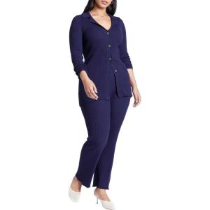 ELOQUII Women’s Plus Size Ribbed Sweater Pull On Pant(Midnight Navy)