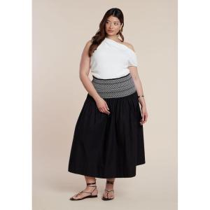ELOQUII Women’s Plus Size Smocked Flare Maxi Skirt
