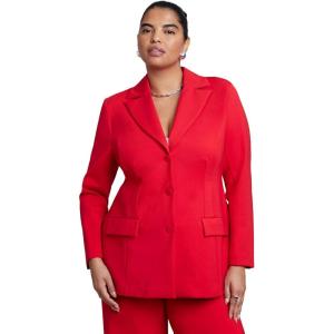 ELOQUII Women’s Plus Size The Ultimate Stretch Nipped Waist Blazer(Barbados Cherry)