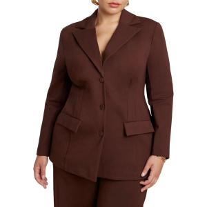 ELOQUII Women’s Plus Size The Ultimate Stretch Nipped Waist Blazer(Chicory Coffee)