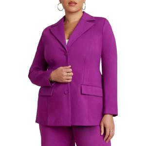 ELOQUII Women’s Plus Size The Ultimate Stretch Nipped Waist Blazer(Hollyhock)