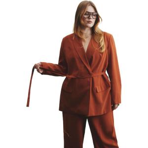 ELOQUII Women’s Plus Size Tie Waist Soft Suiting Blazer(Terracotta)