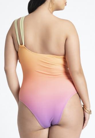 imageELOQUII Womens Plus Size One Strap Cutout Detail One Piece