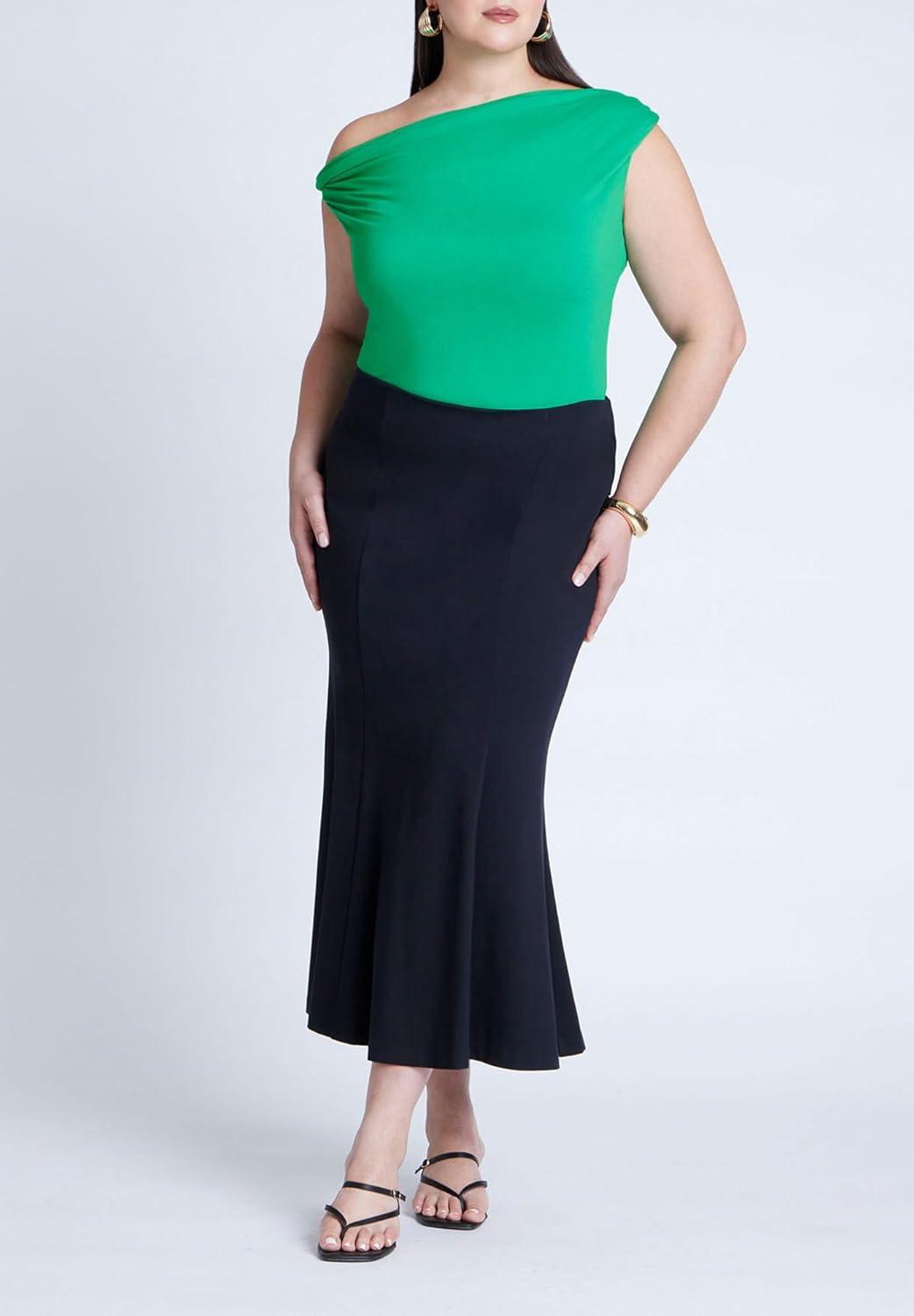 imageELOQUII Womens Plus Size Asym Twist Sleeve TopBright Green